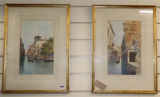 Andrea Biondetti (1851-1946), pair of watercolours, Venetian canal scenes, signed, 31 x 20cm